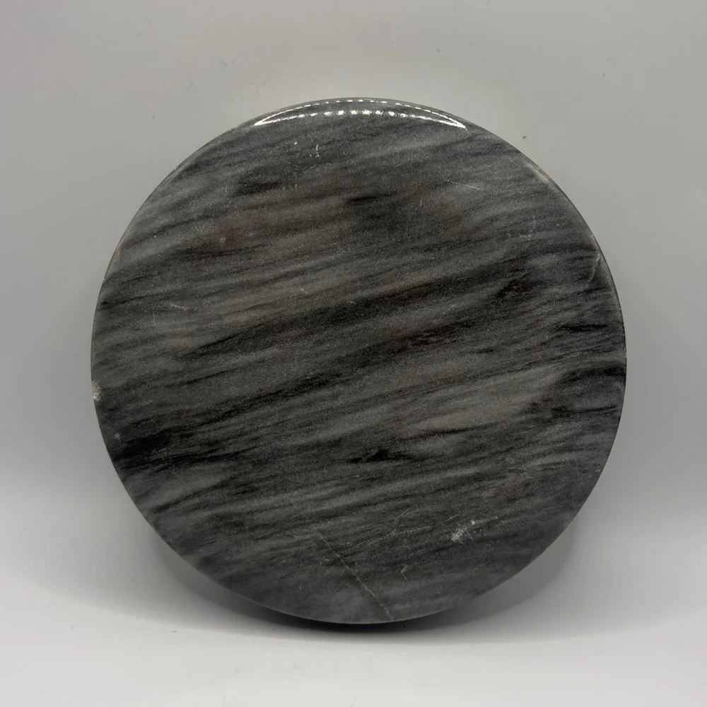Vintage Handmade Round Etched Stone Trinket Dish Ashtray Catchall Keepsake Decor